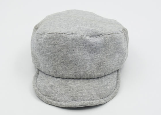 Winter Gray Soft Cotton Military Cap Adjutable Soft Brim , Fashionable Caps For Men