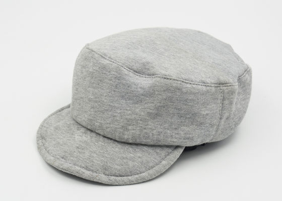 Winter Gray Soft Cotton Military Cap Adjutable Soft Brim , Fashionable Caps For Men