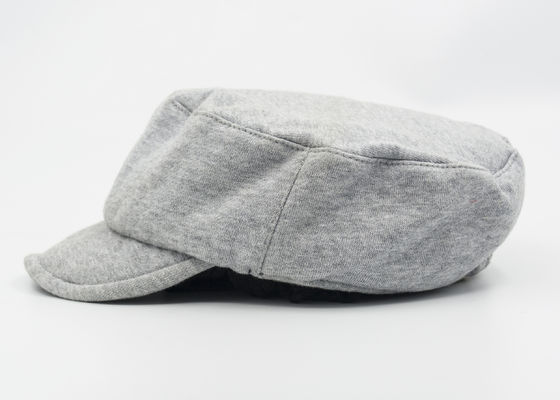 Winter Gray Soft Cotton Military Cap Adjutable Soft Brim , Fashionable Caps For Men